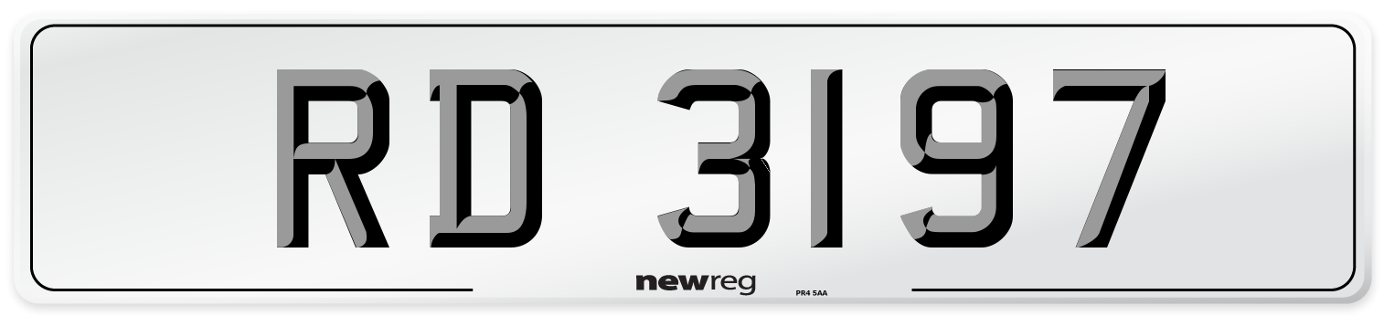 RD 3197 Number Plate from New Reg